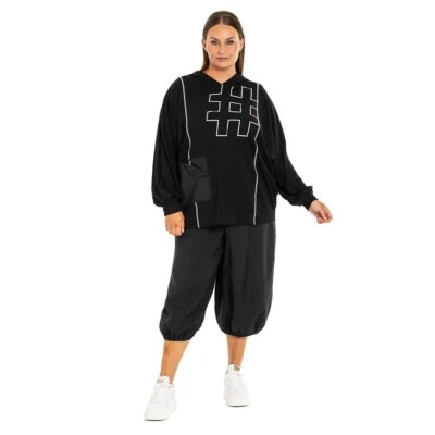 GOZZIP Shirt Hoodie Coco schwarz Gr 50 52 (L) Jersey weiß Abgesetzt - Bild 1 von 4