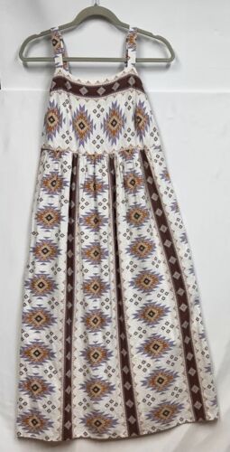 NWT S SONOMA Good For Life Cami Midi Dress Linen Blend Ikat Western Aztec Boho