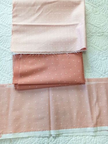Stack Peach Cotton Fabric 5 Pcs Polka Dots Plaid Kate & Birdie Brother Sister D - Picture 8 of 23