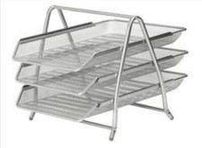 Image of Mesh Letter Tray 3 Tier Stackable Front Load Scratch Resistant Portrait Foolscap