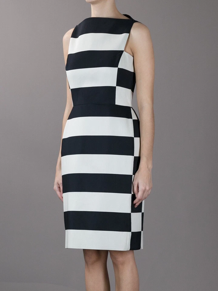 LANVIN (£1,647) Runway 2013 Graphic Striped Sheath Dress Fr 36 / XS / UK 6 - Image 3 of 4