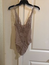 WOMEN  s LINGERIE TEDDY BEIGE 7/8 New