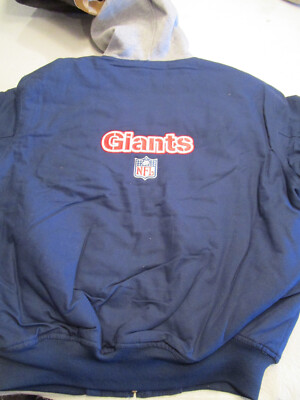 NFL MENS REEBOK NEW YORK GIANTS FOOTBALL HOODED CANVAS JACKET BLUE