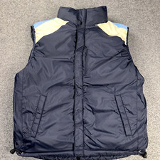 Vintage Gap Puffer Vest Mens Large Navy Blue Down Reversible Hooded Retro Y2K