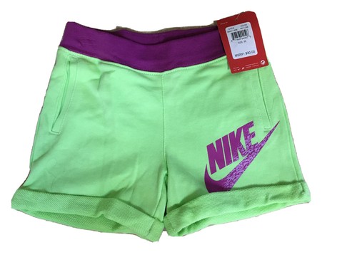 NEW NIKE Girls 2PC Set Key Lime Crop Top with Matching Cuffed Shorts SZS 4,6,6X - Picture 6 of 8
