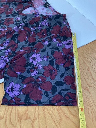 Worthington Damen Bluse Top 3X grau burgund dunkel Blumen CareerChic klassisch - Bild 5 von 7