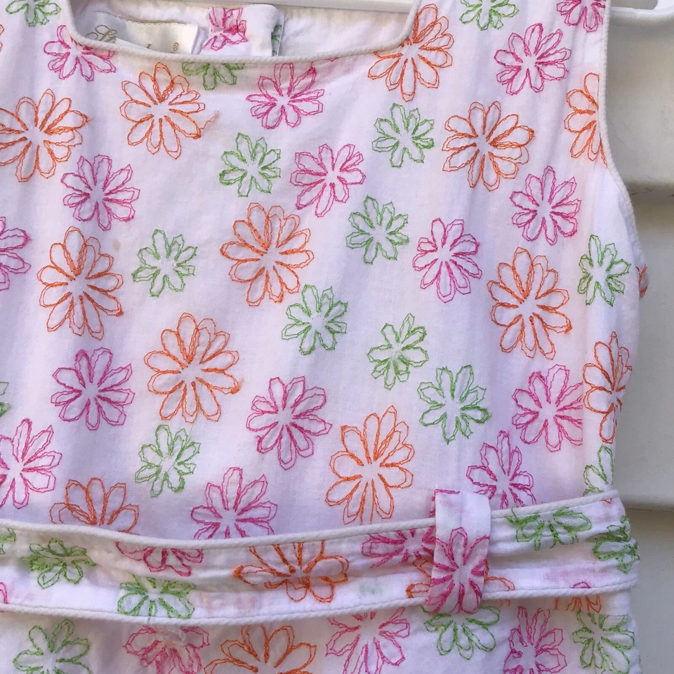 Vestido Strasburg Niñas Talla 7 Blanco Rosa Naranja Floral Bordado Sin Mangas Foto 2 de 4