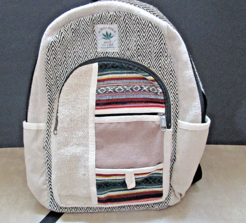 Handmade Pure Himalayan Hemp Backpack Travel Hippie Hemp Padded Compartment Med