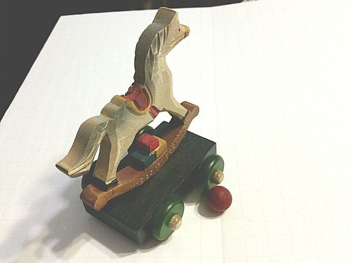 Jim Marvin Collection ROCKING HORSE Pull Toy 4 x 4.5 x 2.5" Wood vintage - Picture 7 of 9