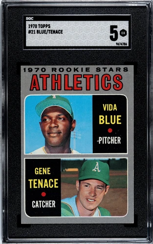 1970 Topps VIDA BLUE ROOKIE A's #21 SGC 5 EX Condition GENE TENACE
