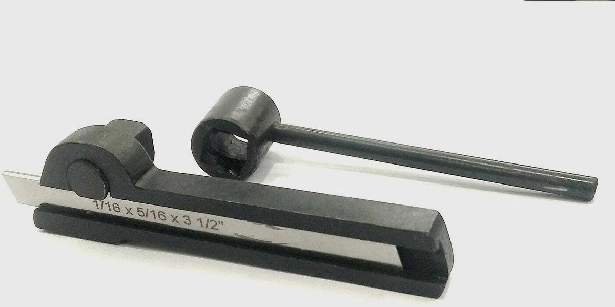T-Parting Cut Off Tool Holder With Blade For Lathe - 10mm Shank, Hardened Steel, Includes Allen Key