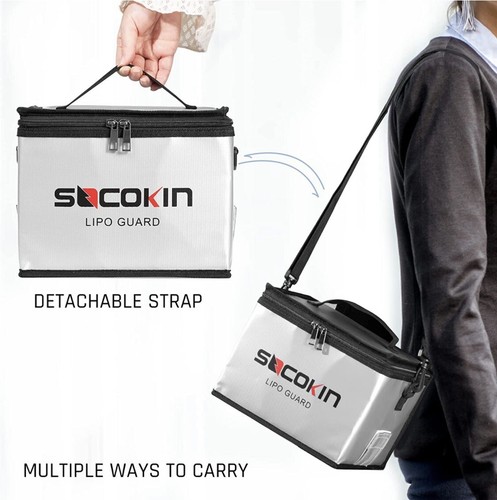 Socokin Lipo Battery Explosion & Fire Proof Safe Bag - 2 Pack (Large & Small) - 第 4/5 張圖片