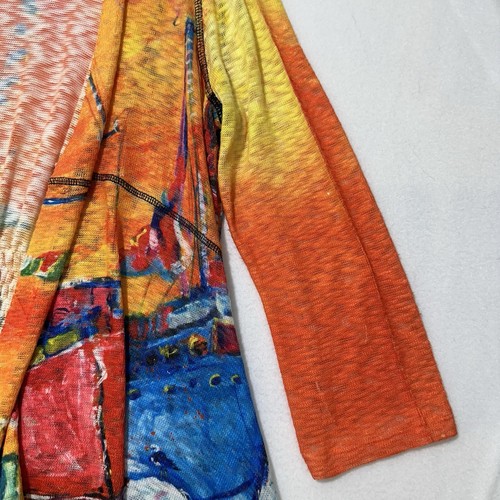 Leoma Lovegrove Women's Medium 3/4 Sleeve Cardigan Sweater Wearable Art Orange - Picture 5 of 14