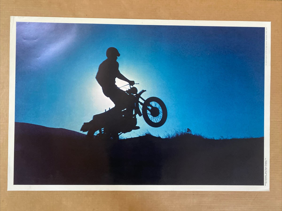 Motocross Jump Vintage Poster Dirt bike Sunrise Shadow Aardvark