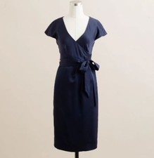 J Crew Petite Cecelia shift coctail formal dress in tricotine Blue 2P