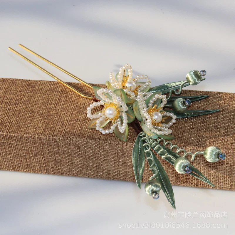 Horquilla flor melocotón accesorios Hanfu estilo antiguo accesorios para el cabello tocado Foto 4 de 4