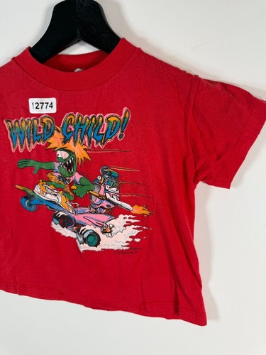 Vtg Sun Sportswear Kids Boys Wild Child Rat Fink Ed Roth T Shirt Red Sz 7 13x14 - Picture 4 of 13