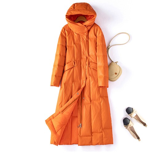 Mujeres Chaqueta con Capucha Cálida Abrigo Abombado Sobre la Rodilla Abrigo Largo Invierno Moda - Imagen 29 de 31