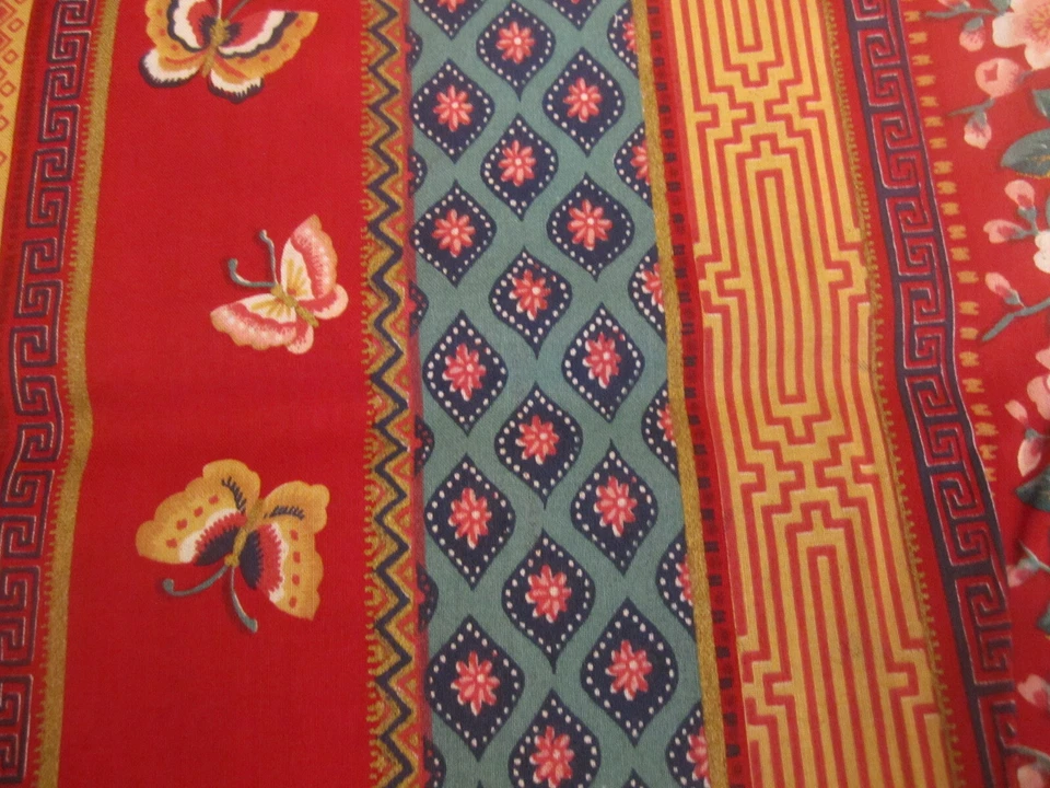 Cotton Fabric CONCORD FABRICS Multicolored FLORAL STRIPE BY JOAN KESSLER BTYx44 - Image 4 of 4