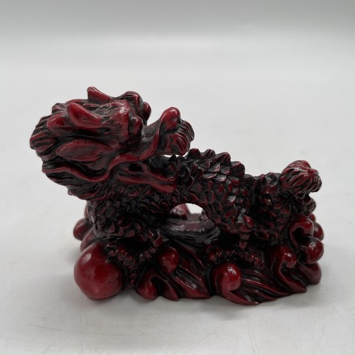 RED Chinese Feng Shui Dragon Resin Figurine Statue Luck Success 3.5” X 2.5”