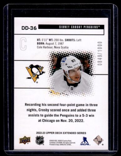 2022-23 Upper Deck Black Diamond Dominance Sidney Crosby 0849/1000 Pittsburgh - Picture 2 of 2