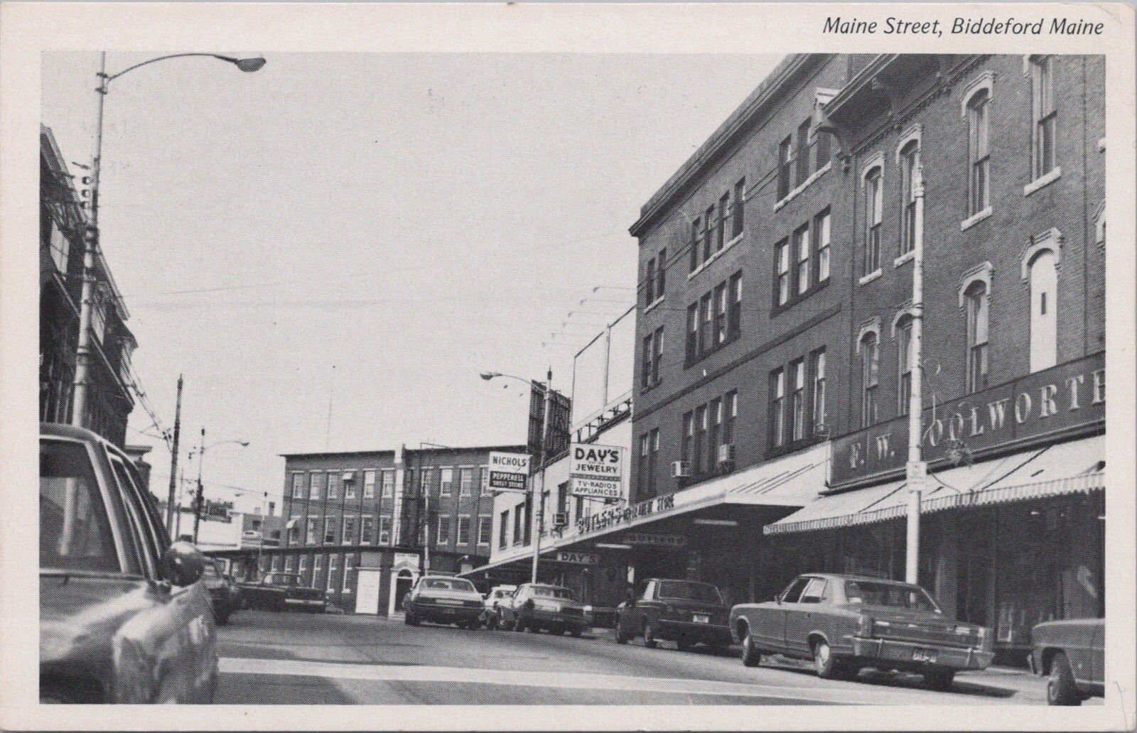Main St. Biddeford, Maine 1960’s B&W Postcard eBay
