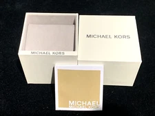 Michael Kors Watch Presentation Off-White Cardboard Box Display Empty W/ Booklet