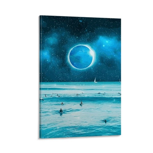 Blue Space Beach Urban Landscape Beaches Scenery Canvas Poster Framed Art Print