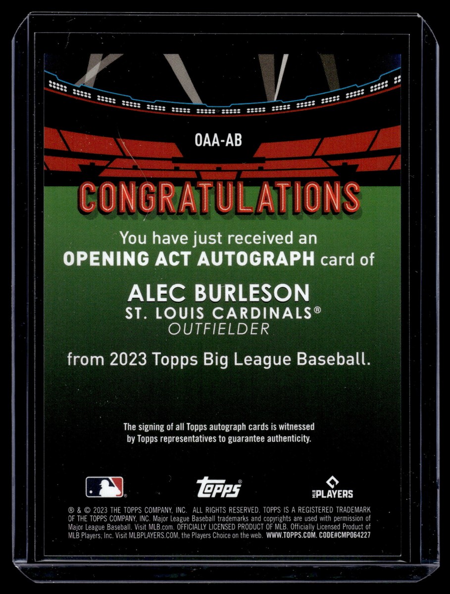 Alec Burleson 2023 Topps Big League Baseball Rookie Auto