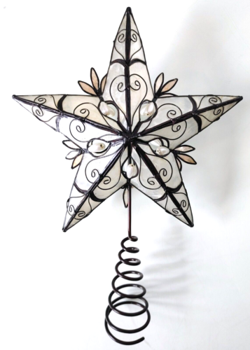 Capiz Shell Star Tree Topper; Pearls, Spiral top, Bronze solder Excellent! - Picture 1 of 8
