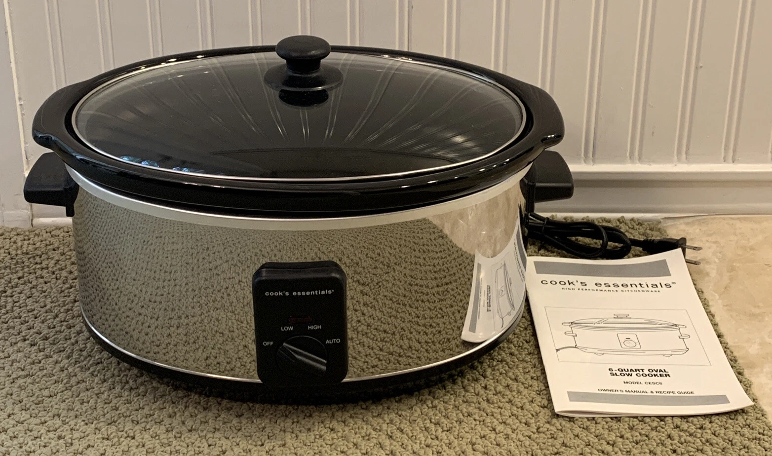 NWOB Cook's Essentials 6-QT Slow Cooker Electric Chrome Model CESC6 Never Used