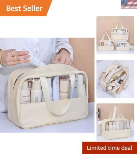 Large Portable Travel cosmetic bag Women Transparent Makeup Bag Large-Capacit...