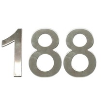 Stick-On House Numbers - No 188 - Stainless Steel - 10cm - Door, Fence, Gate