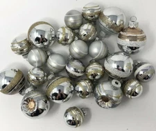 Christopher Radko Shiny Brite 24 Gold/Silver Glass Christmas Tree Ornaments