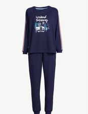Joyspun Women's French Terry Holiday Pajam 2-Piece-Dark Navy-3X 22W/24W -NWT