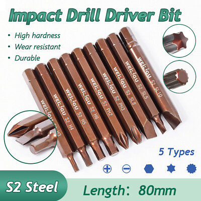 5/16'' Impact Drill Driver Bit Hex Torx Phillips Slotted Screwdriver Bit S2 Steel