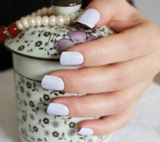 24 Short Bright White Press On Nails kit glue set manicure diy