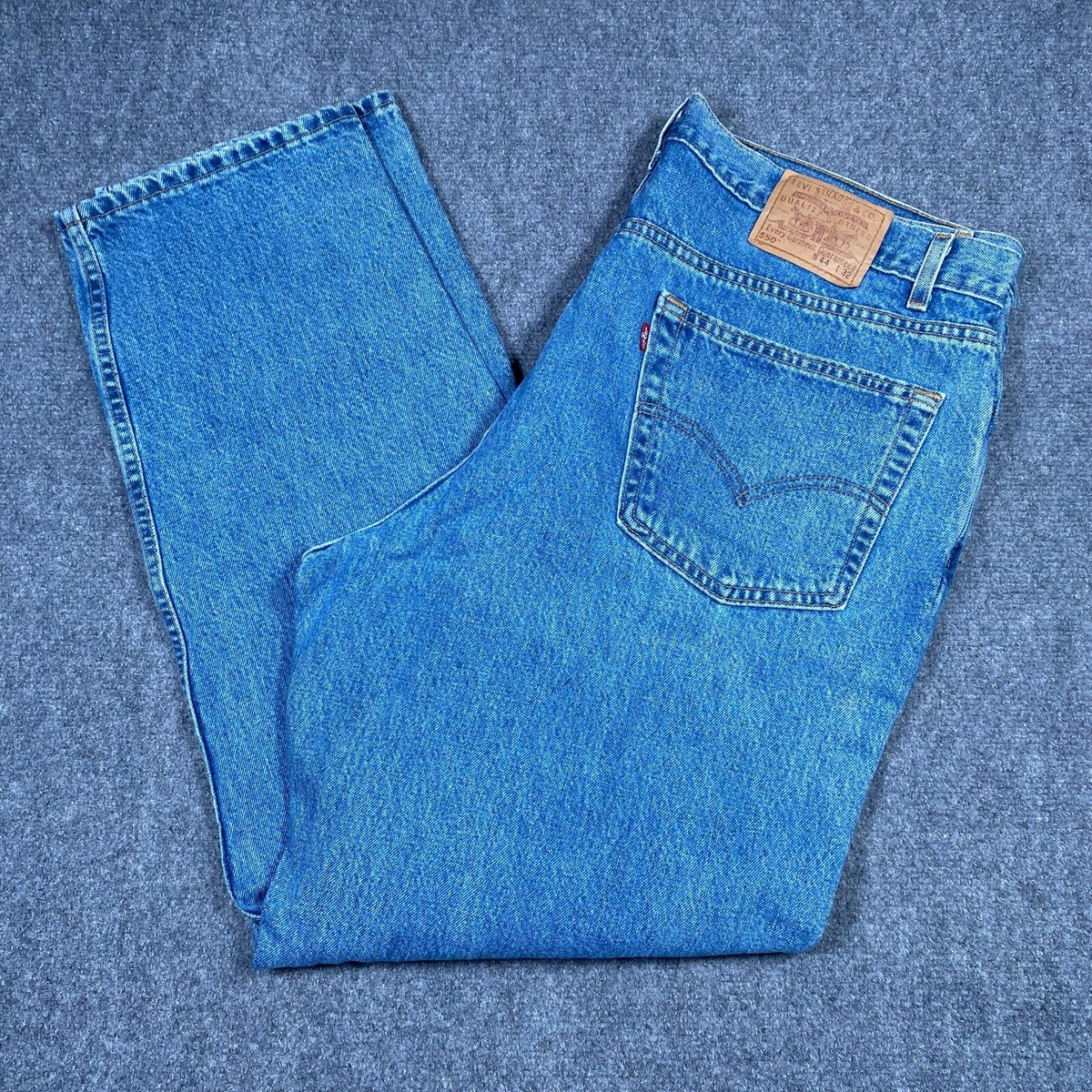 Levi's 550 Mens Relaxed Fit Jeans 44x32 Blue Denim 100% Cotton