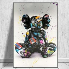 Kaws sitting graffiti canvas poster wall art home decor Urban Art Street Gift