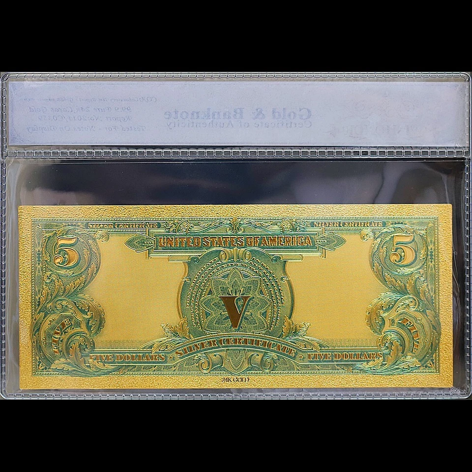 Gold 1899 $5 Five Dollars Banknote Collectible with Bag & Certificate - Image 2 of 2