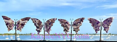 Wholesale Lot 4 Pcs Natural Chevron Amethyst Crystal Butterfly W/stand Healing