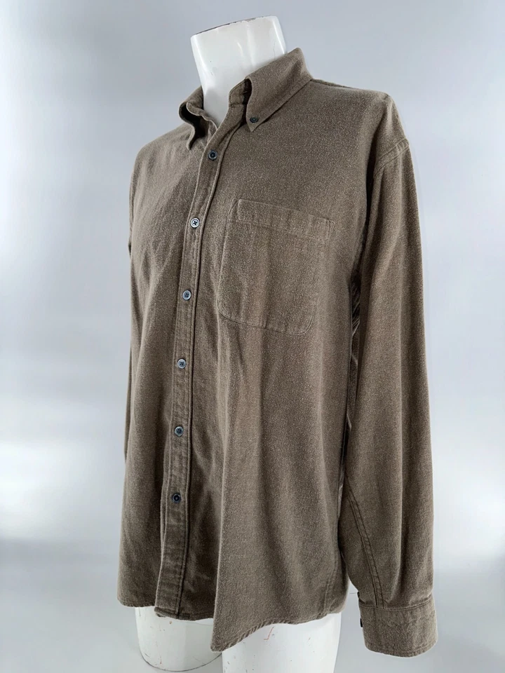 Salute Oleg Cassini 长袖纽扣衬衫男式 XL 棕褐色 100% 棉 YGI J4-76 — 第 4/4 张图片