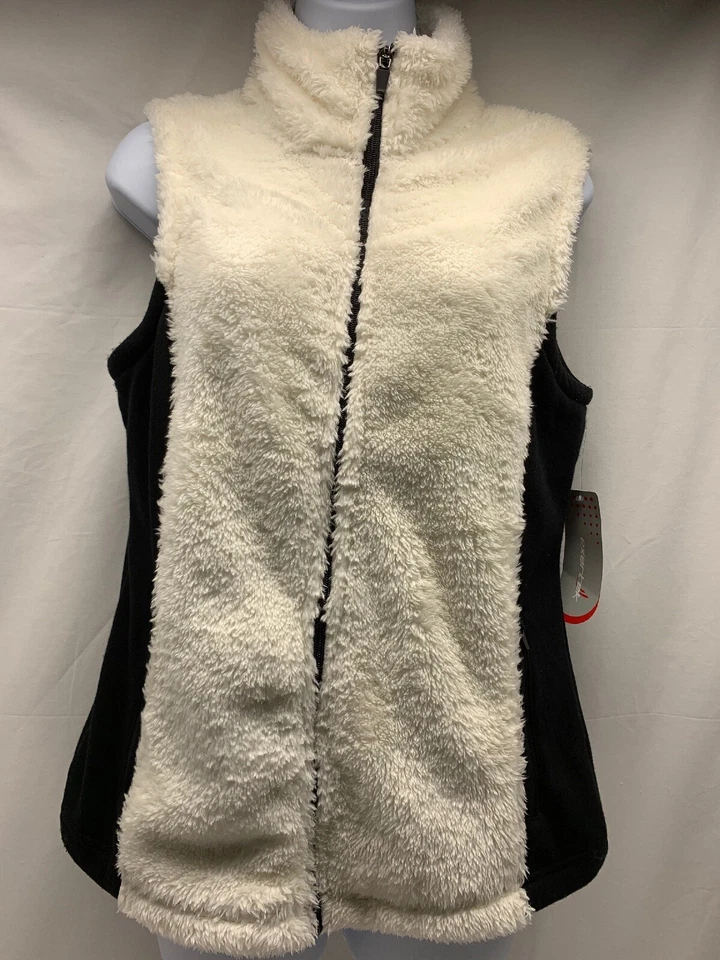 Exertek Womens Vest Ivory w/ Black Size M Athletic Zipper Pockets - Image 2 of 4