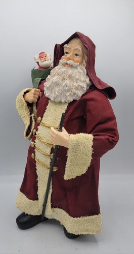 Christmas Santa Figurine Statue Standing Old World Look St Nick Toy Bag 9.5" H - Picture 4 of 9