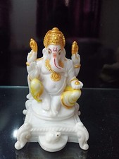 Handcrafted Marble Ganesh Ji Idol for Temple Home Decor Statue Showpiece
