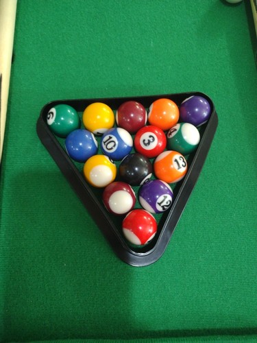 Ideal Rack'Em Tabletop Pool Set, 20in Felted Table, Includes, Balls, sticks,Rack - Afbeelding 9 van 15