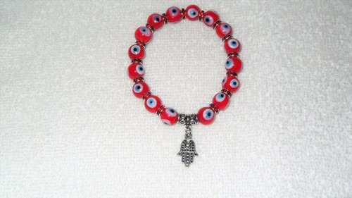EVIL EYE BEAD BRACELET Blue Red Black Hamsa Good Luck Protection Glass Jewelry - Picture 5 of 9