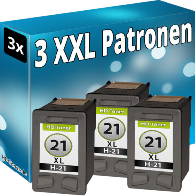 3x DRUCKER PATRONE für HP 21 XL 4315 4355 J3680 PSC 1410 1415 1400 FAX 3180