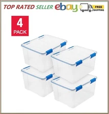 IRIS 4Pack 44 qt WEATHERPRO Airtight Plastic Storage Tote Bin with Lid and Seal