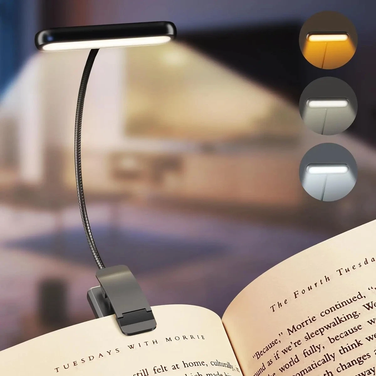 Iseuj Home Flat Book Lights For Reading At Night In Bed Clear LED Book - Foto 5